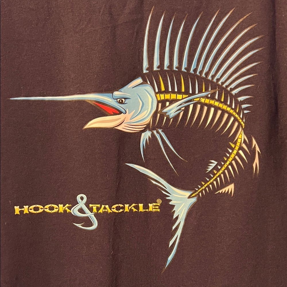 Navy Hook & Tackle Fish Long Sleeve Tee L